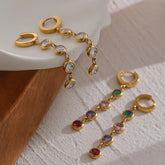 Gold Dangle Earrings with Cubic Zirconia - Two-Style Set